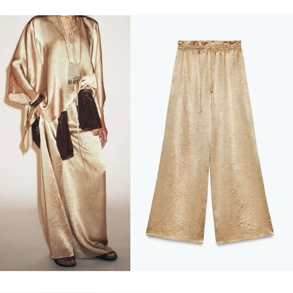 ZARA COLLECTION SATIN WIDE LEG
PANTS SIZE L